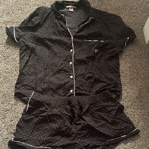 Victoria's Secret Black and Pink Dot Pajama Set